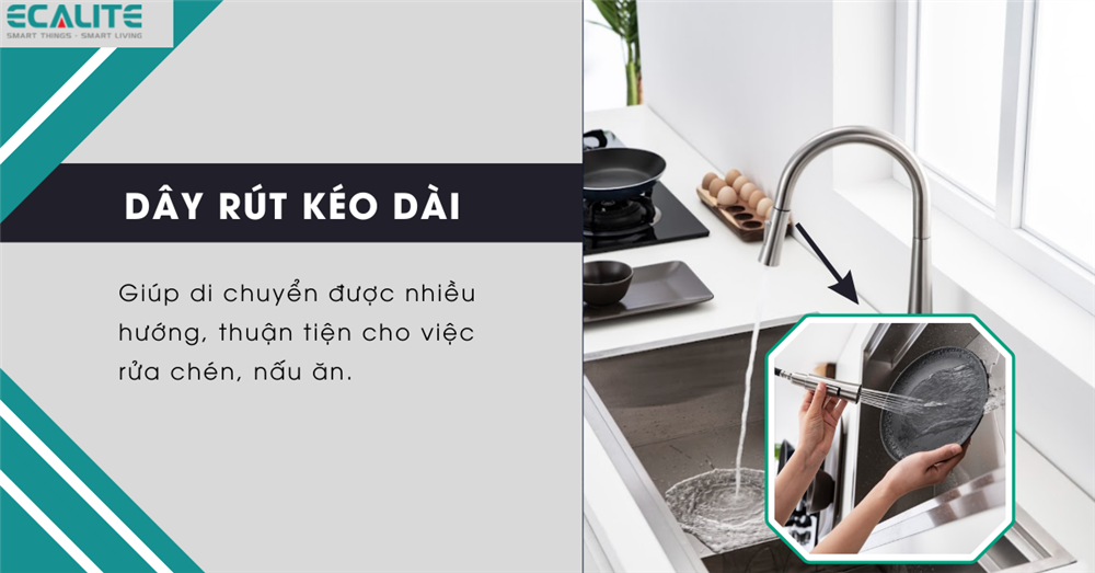 Dây rút có thể kéo dài di chuyển được nhiều vị trí.