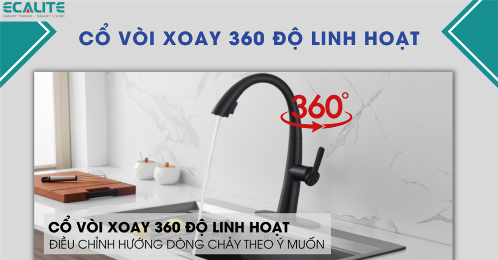 Cổ vòi xoay 360 độ linh hoạt.