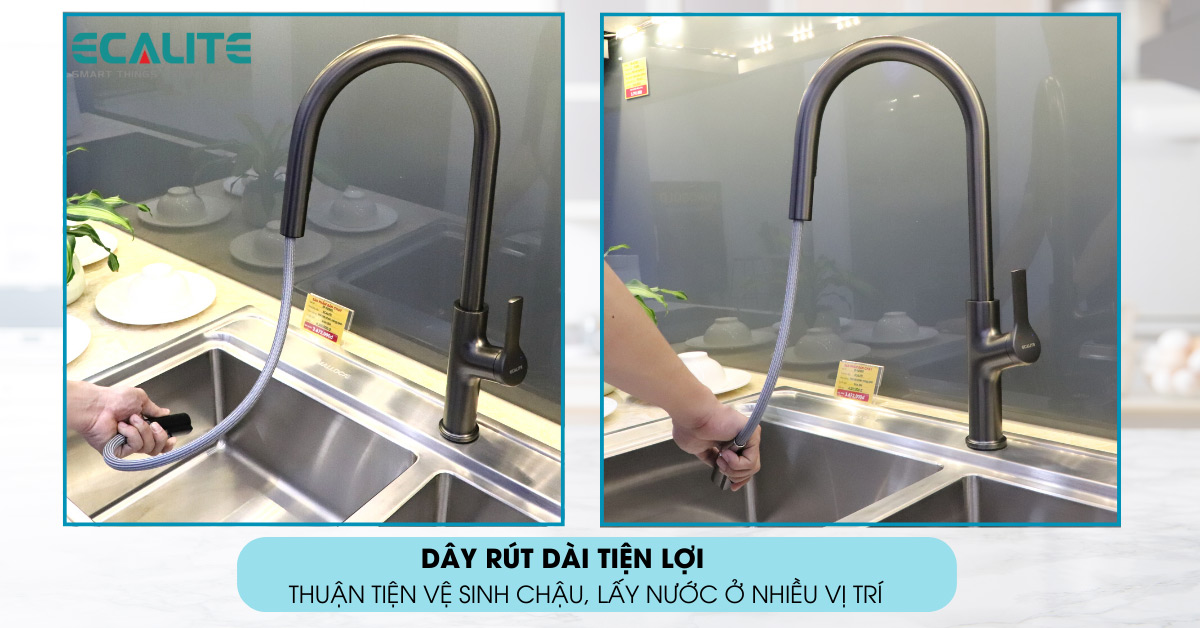 Thiết kế vòi dây rút kéo dài tiện lợi Thiết kế vòi dây rút kéo dài tiện lợi