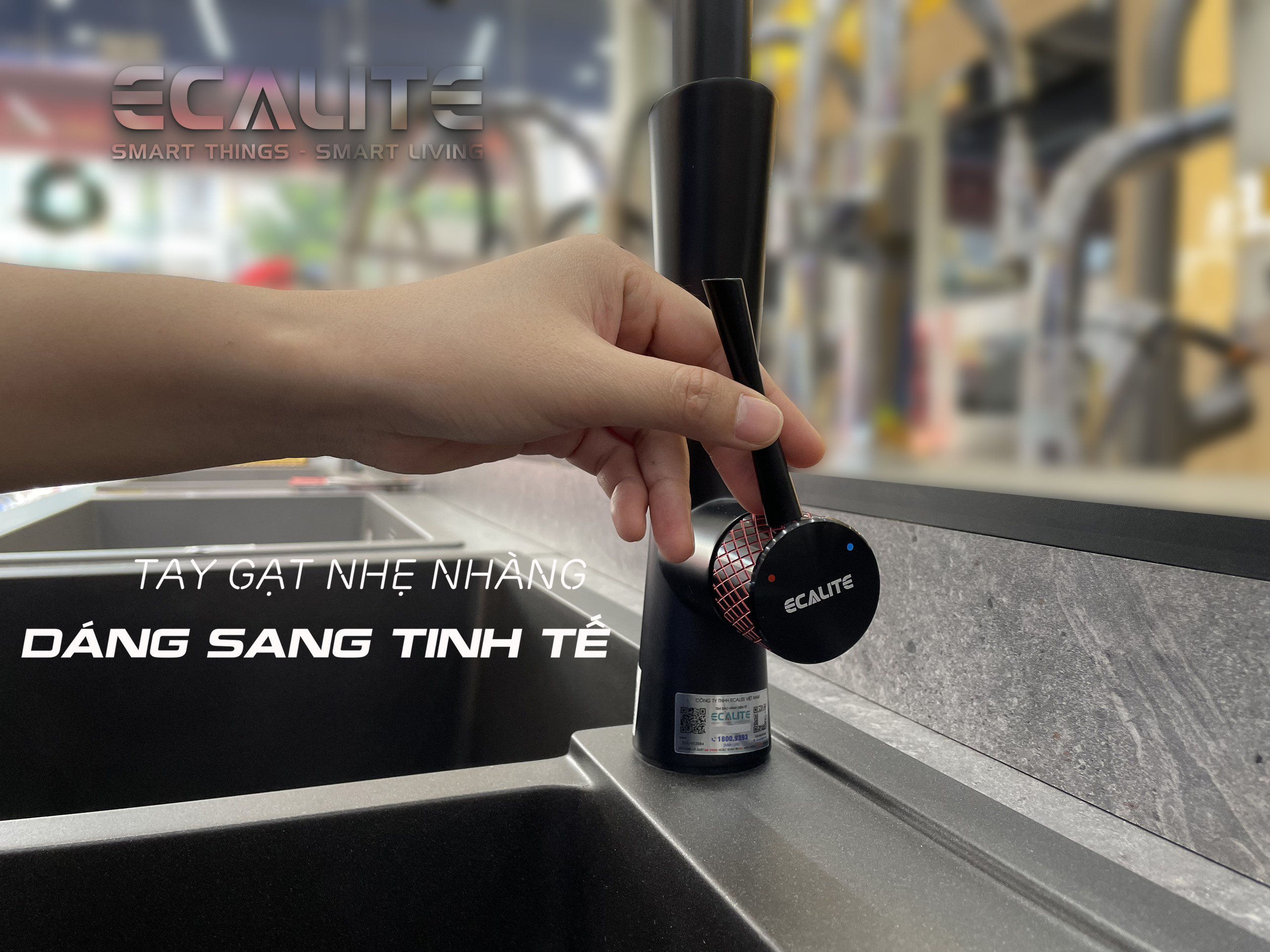 Vòi rửa chén nóng lạnh E-Signature Ecalite EF-N2023B tay gạt tinh tế