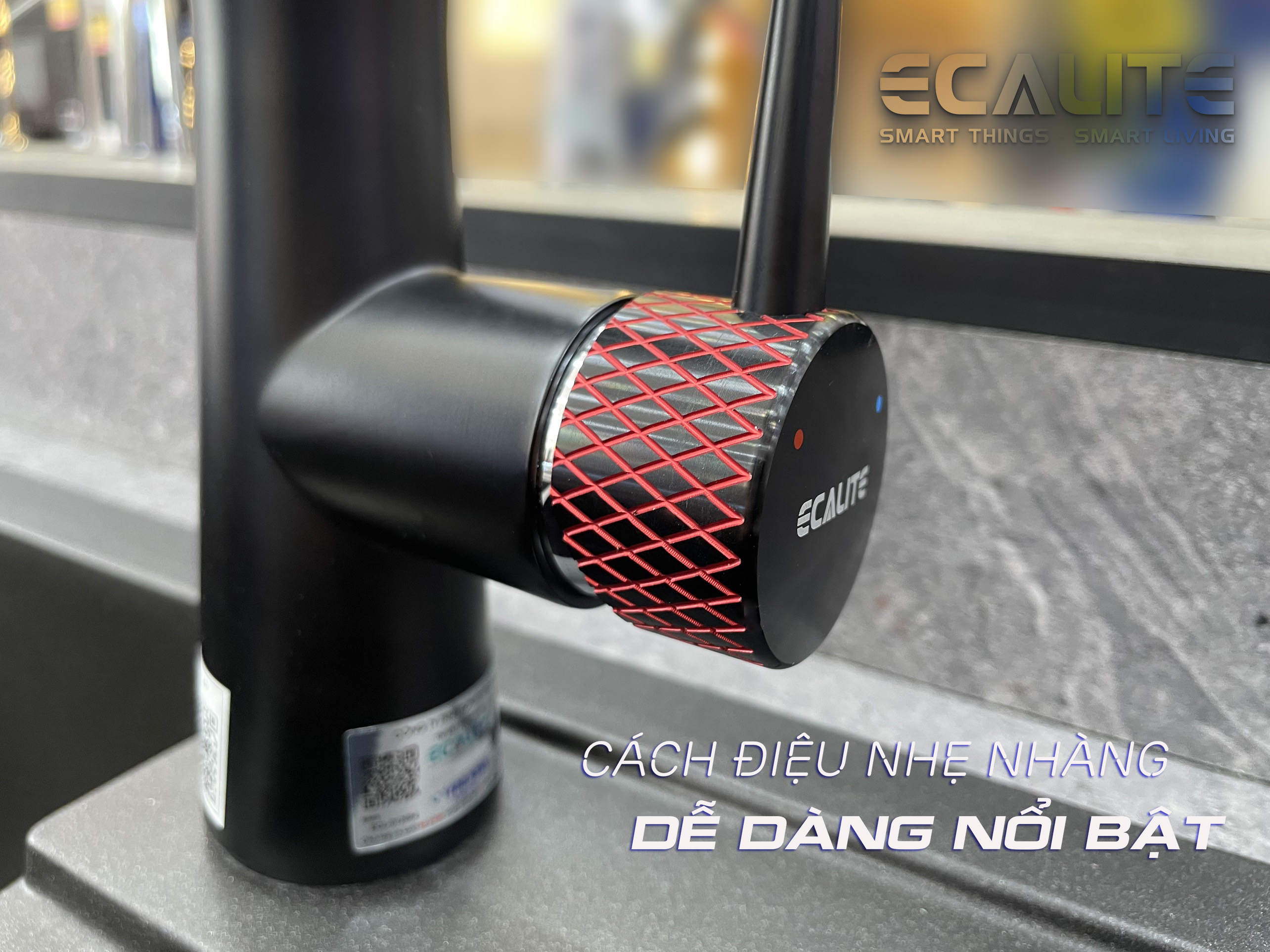 Vòi rửa chén nóng lạnh E-Signature Ecalite EF-N2023B họa tiết trên núm vặn